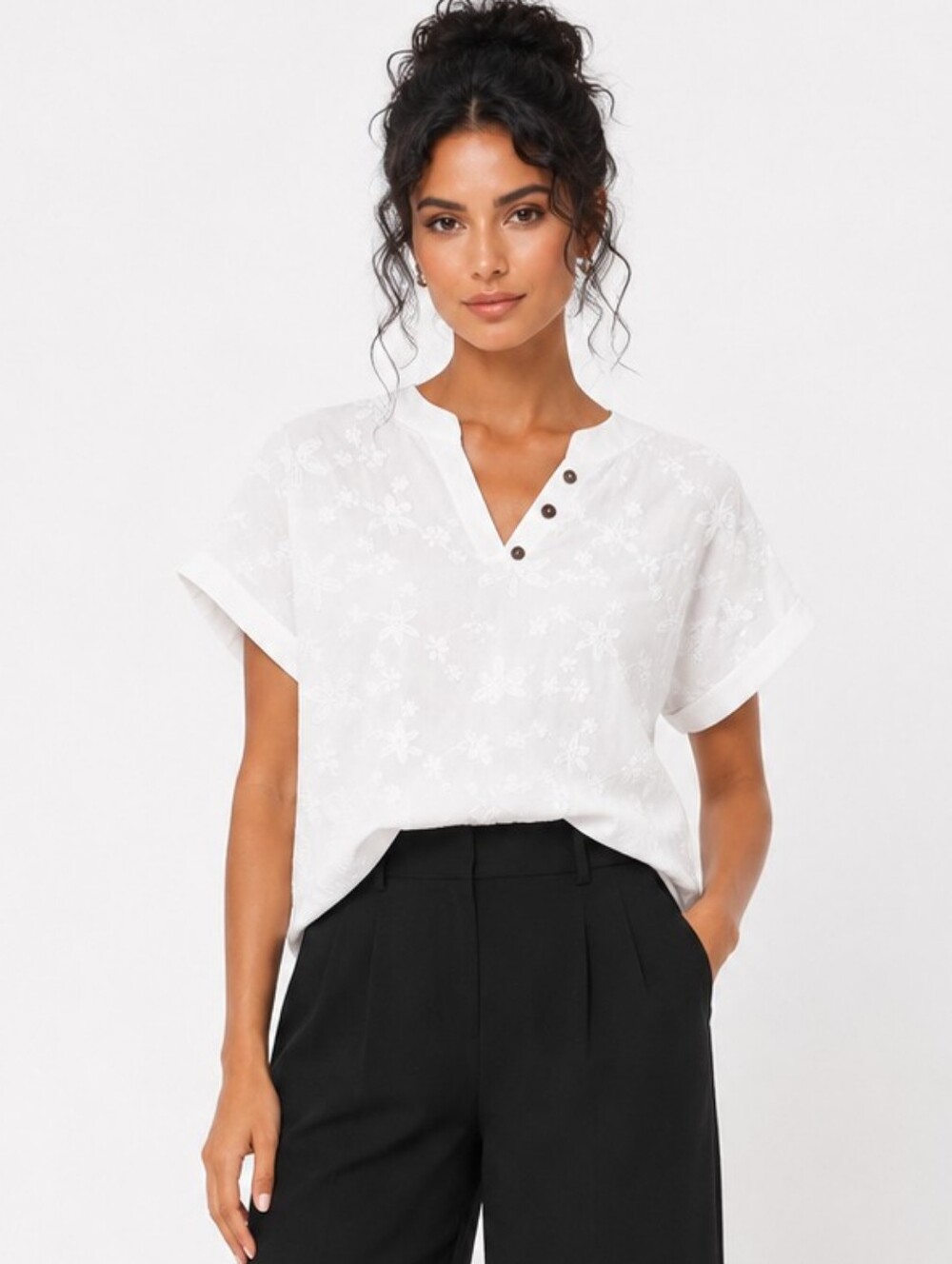 White Embroidered Cottagecore Peasant Top XL NWOT